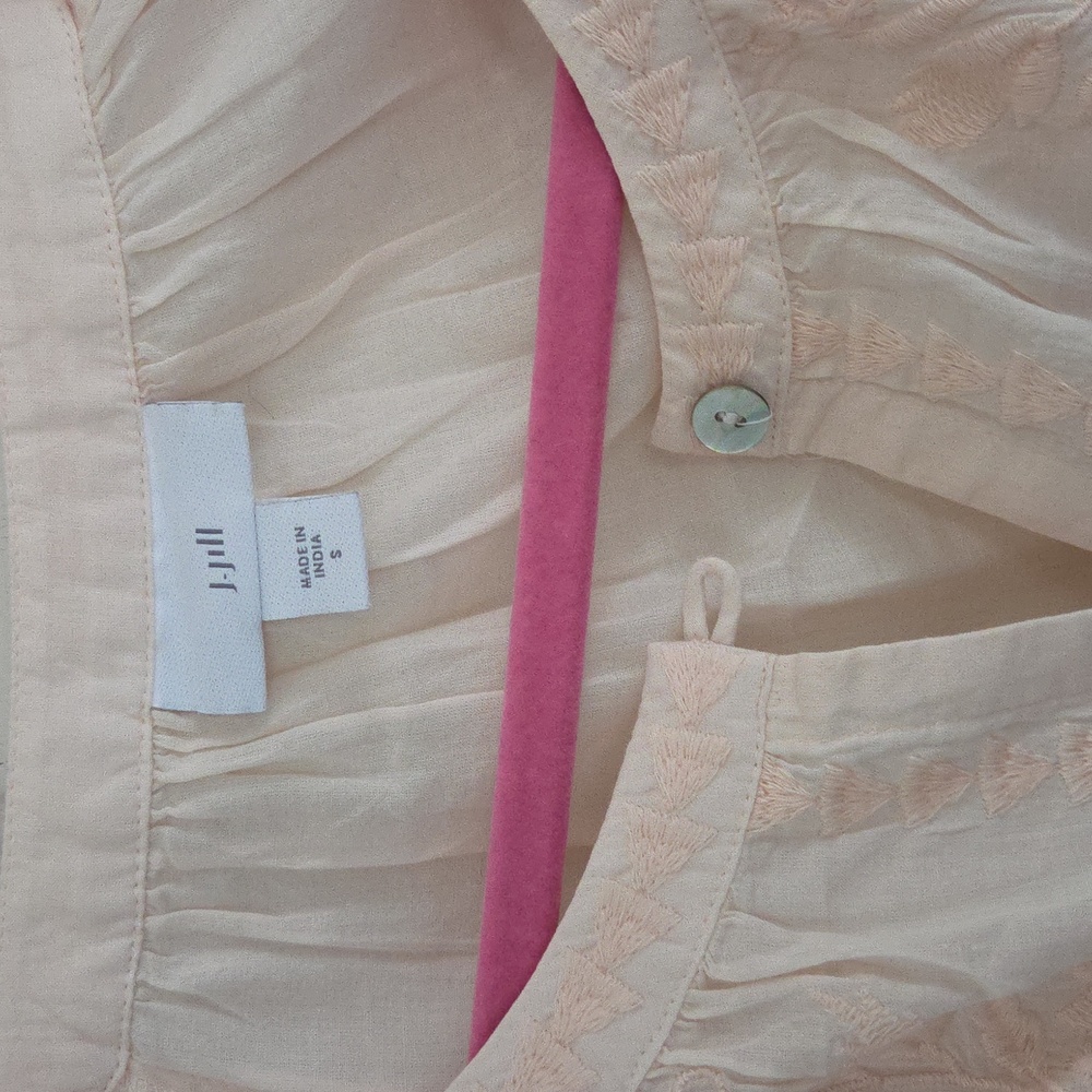 J. Jill Pale Blush Embroidered Button-Front Peasant Blouse - Picture 5 of 10